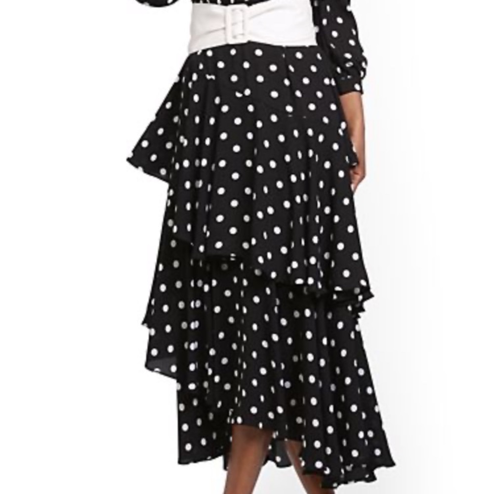 NWT NY& Company Dot-Print Tiered Midi Skirt